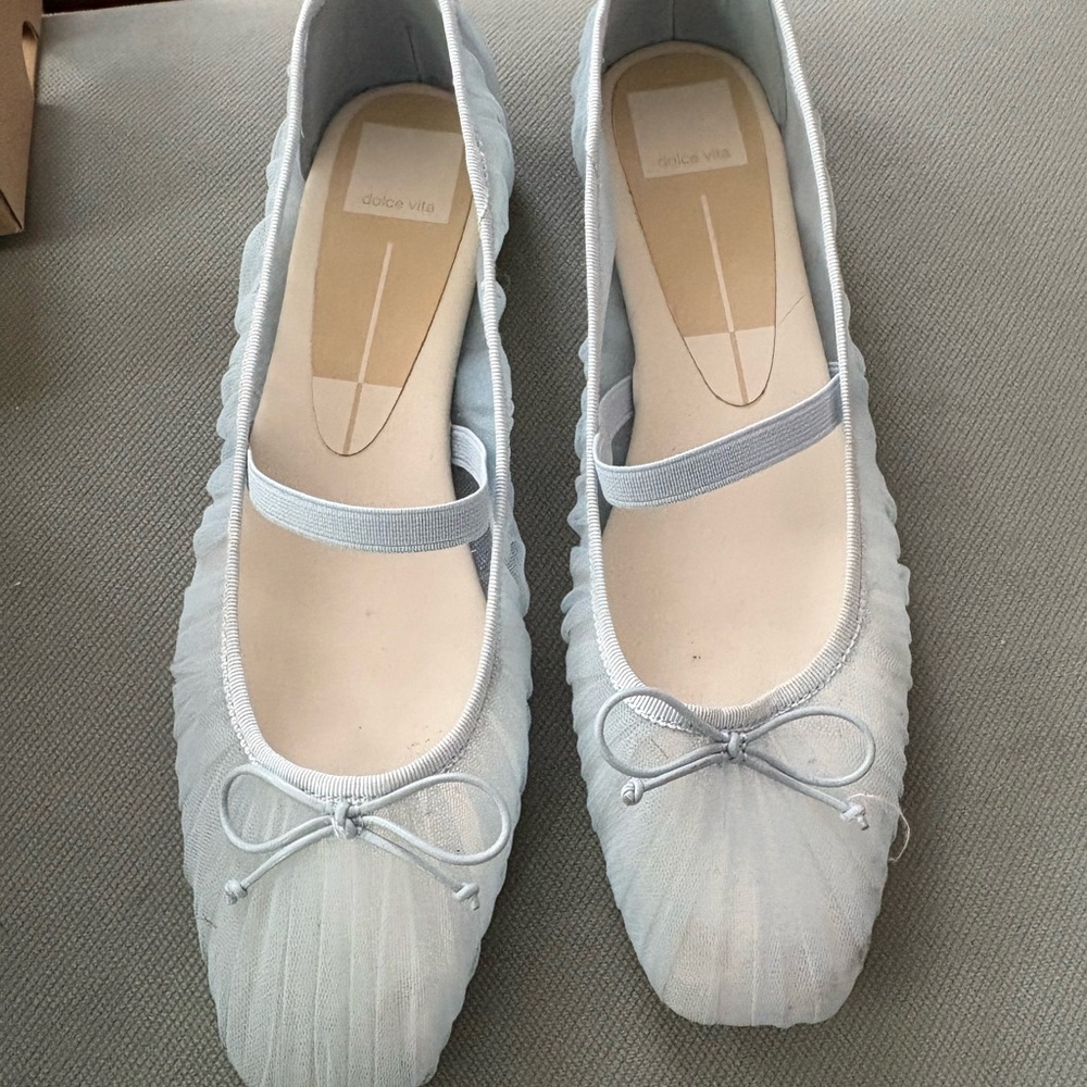 Dolce Vita Raeven Light Blue Tulle Ballet Flats with Bow